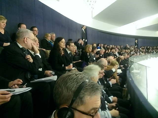 Vista da tribuna dos hóspedes no Parlamento Europeu