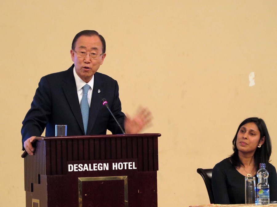 Ban Ki Moon spricht neben Jean Saldanha auch Organisationen der Zivilgesellschaft an Fotokredit: Teresa Marshall, Globale Allianz für Steuergerechtigkeit